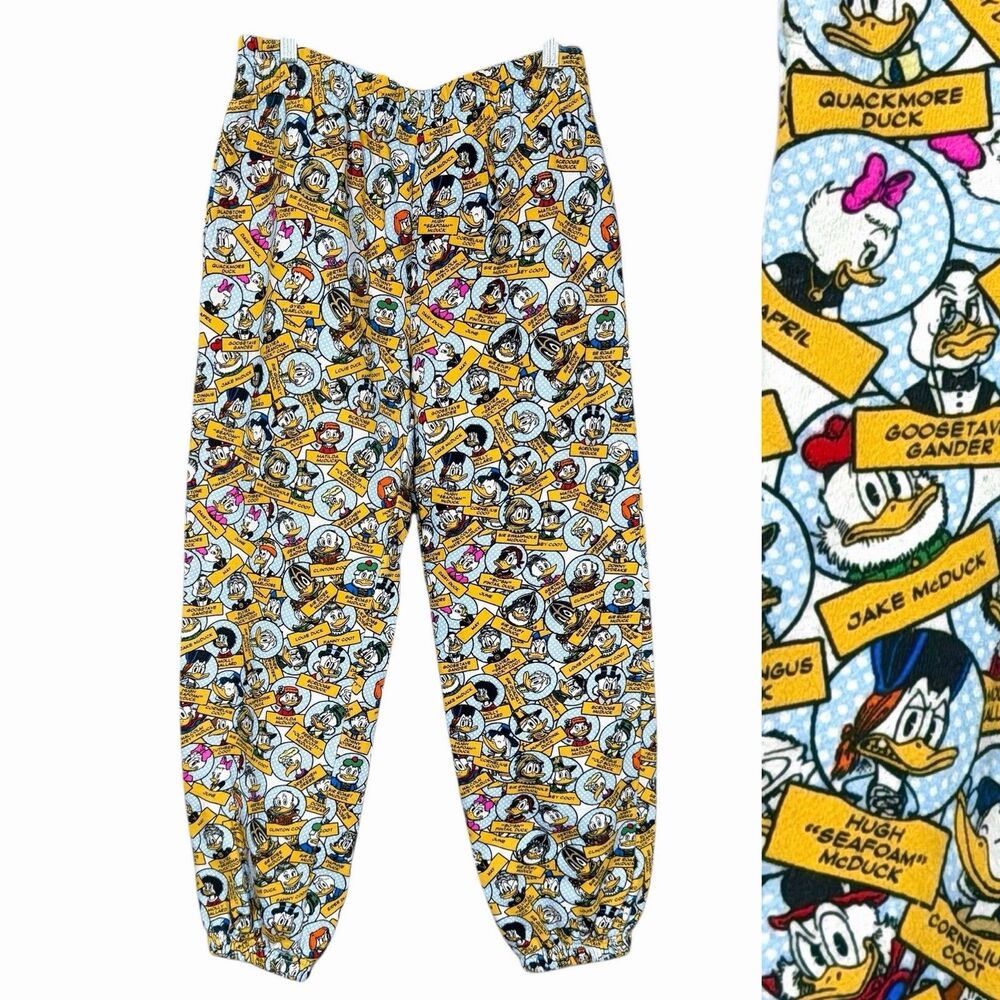 Disney Duck Family Scrooge Daisy+ Allover Joggers Pants Pockets Sz Medium NEW